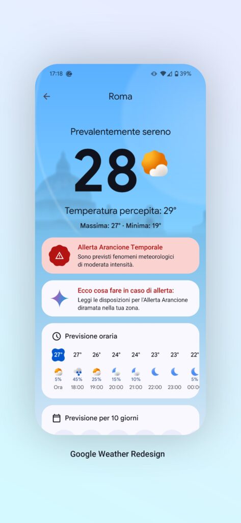 Schermata Redesing Google Weather